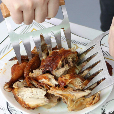 Stainless Steel Meat-Shredding Claws with Wooden Handles (1-Pair) product image