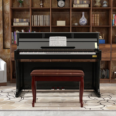 Solid Wood Piano Bench with PU Leather Seat  product image