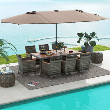 11-Piece LED Lighted Patio Dining Set with Umbrella product image