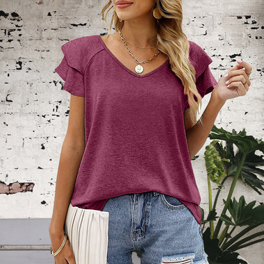 Women's Flutter Sleeve V-Neck Top product image