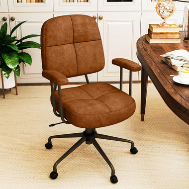 Leathaire Upholstered Home Office Chair with Cushioned Back product image