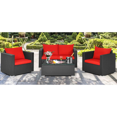 4-Piece Rattan Outdoor Furniture Set with Coffee Table product image