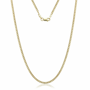 14K Solid Yellow Gold 2.4mm Cuban Chain Necklace product image