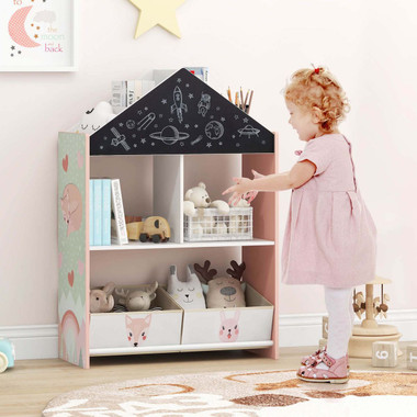 Kids Dollhouse Bookshelf with Chalkboard  and Whiteboard product image