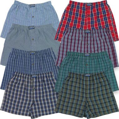 Men's Button Fly Loose Fit Tartan Plaid Boxers (3- or 6-Pack) product image