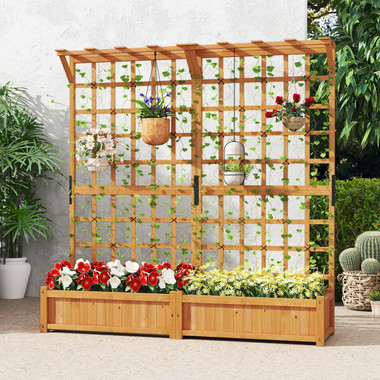 71" Large Wooden Planter Container with Trellis  product image