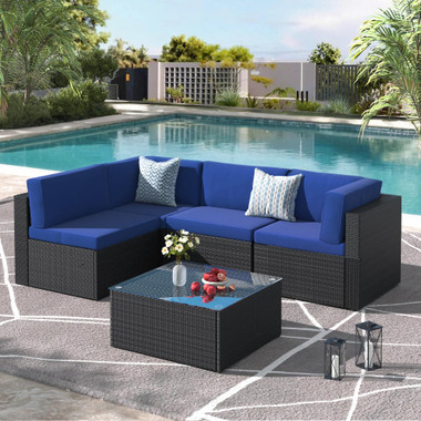 5-Piece Outdoor PE Rattan Patio Furniture Set product image