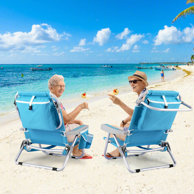 Foldable Backpack Beach Chair with Cup Holder & Storage Pockets (1 or 2-Pack) product image