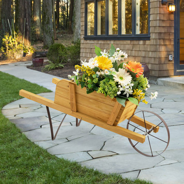 Wooden Wagon Planter with 9 Holiday Magnets product image