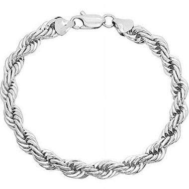 Sterling Silver Plated White Unisex Rope Anklet 10'' product image