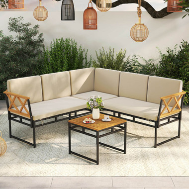 4-Piece Outdoor Sectional L-Shaped Sofa Set product image  4-Piece Outdoor Sectional L-Shaped Sofa Set product image