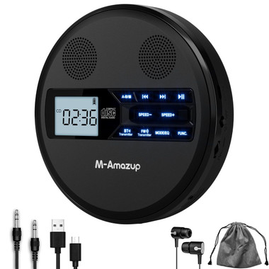 Rechargeable Portable CD Player with Dual Speakers and Anti Skip,CD,Dual Bluetooth,FM Transmission,USB,AUX,LCD Display,Backlit Button,Repeat-Black product image Rechargeable Portable CD Player with Dual Speakers and Anti Skip,CD,Dual Bluetooth,FM Transmission,USB,AUX,LCD Display,Backlit Button,Repeat-Black product image