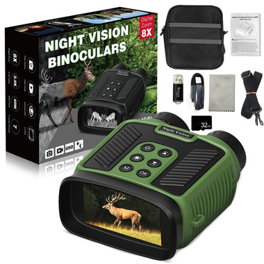 4K Night Vision Binoculars IR 8X Digital Zoom Rechargeable 3inch HD Screen 40MP Photos 4K Video Infrared Full Dark View Scope Color Green product image 4K Night Vision Binoculars IR 8X Digital Zoom Rechargeable 3inch HD Screen 40MP Photos 4K Video Infrared Full Dark View Scope Color Green product image