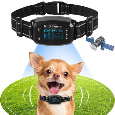GPS Wireless Dog Fence,Boundary Containment System Safe Effective Beep Shock Dog Fence, Waterproof Training Collar Adjustable Control Range,Black product image