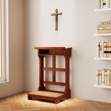 Acacia Wood Prayer Kneeler Bench with Storage Shelf and Soft Cushion product image