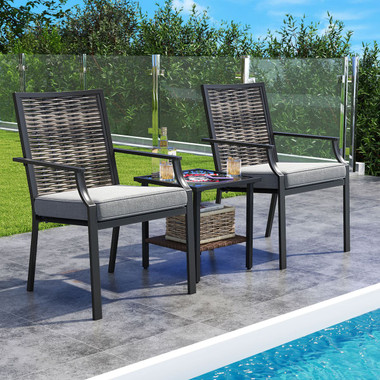 Stackable Rattan Armchairs with Removable Cushions product image  Stackable Rattan Armchairs with Removable Cushions product image