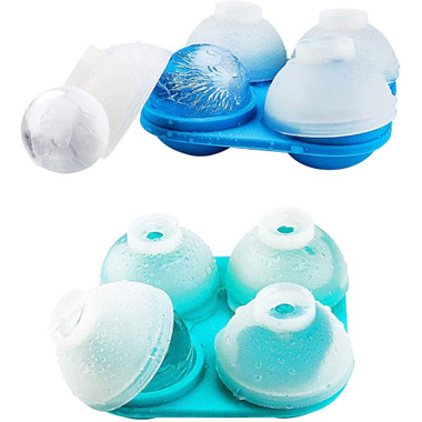 BPA-Free Silicone 4-Slot Ice Sphere Tray with Lid (2-Pack) product image