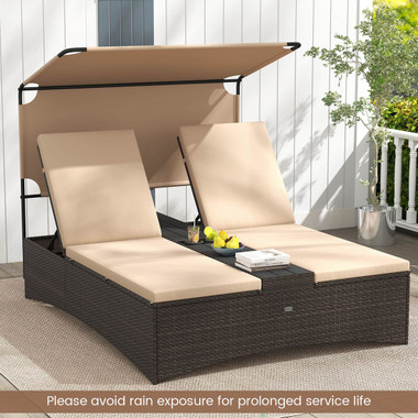 Outdoor Daybed with 4-Position Adjustable Backrests and Tabletops product image Outdoor Daybed with 4-Position Adjustable Backrests and Tabletops product image