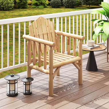 Outdoor Wood Armchair with Reclined Backrest product image