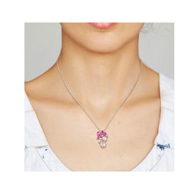 Lab-Created Pink and White Sapphire Pearl Necklace product image
