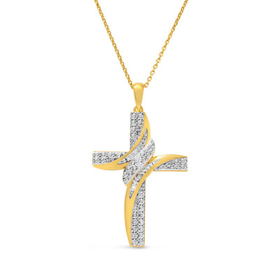 Diamond Accented Ornate Cross Necklace product image