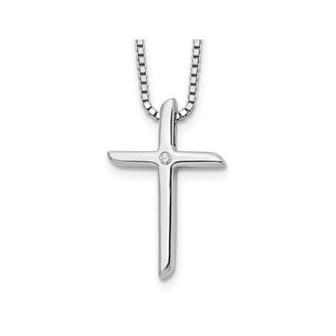 Sterling Silver Cross Pendant Necklace With Diamond Accents  product image
