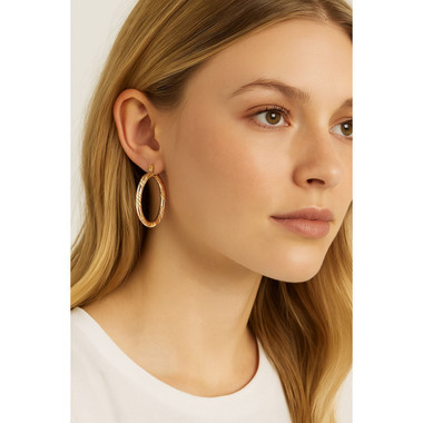 18K Gold-Plated  Tri-Color Twist Diamond-Cut Hoop Earrings product image