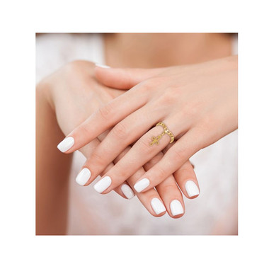 14K Yellow Gold Dangle Cross Charm Ring (Size 6) product image