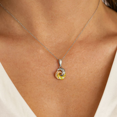 Genuine Diamond Tricolor Swirl Pendant in 925 Sterling Silver product image