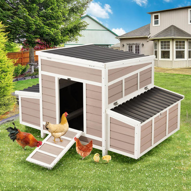 56" Large Wooden Chicken Hutch with 6 Nesting Boxes product image