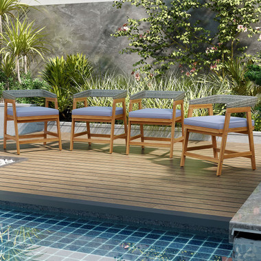 Outdoor Acacia Wood Dining Chairs with Cushions (Set of 4) product image
