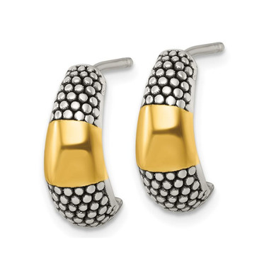 Antiqued and Textured Sterling Silver J-Hoop Earrings product image