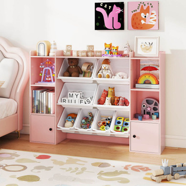 Kids Toy Storage and Bookshelf with 8 Bins product image