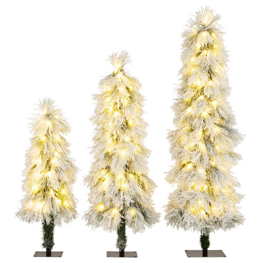 Set of 3  Pre-Lit Snow-Flocked Artificial Christmas Trees product image