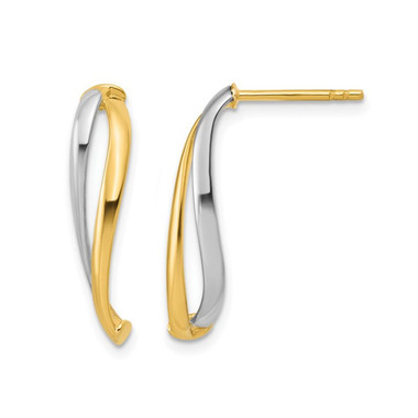 10K Yellow and White Gold Curve Dangle Earrings product image