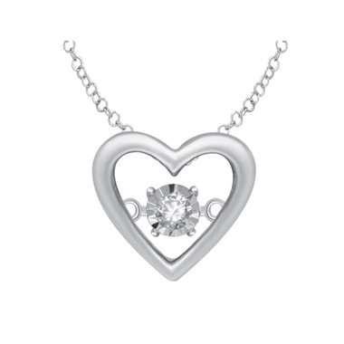 Diamond Heart Pendant Necklace in Sterling Silver product image