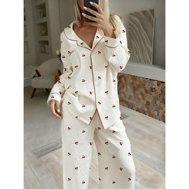 Women's Cherry Printed Pajamas (2 Piece Set)  product image