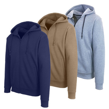 Men’s Zip-Front Fleece Lined Hooded Sweatshirt (3-Pack) product image
