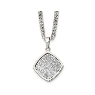 Silver Druzy Polished Stainless Steel Necklace product image
