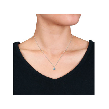 1.50 Carat (ctw) Princess-Cut Blue Topaz Solitaire Necklace product image