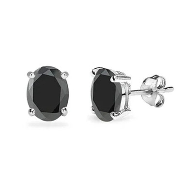 .925 Sterling Silver Genuine Black Stud Earrings product image