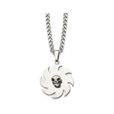 Stainless Steel Skull on Saw Blade Pendant Necklace  product image