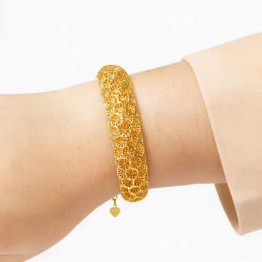 Gold-Plated Floral Filigree Bangle Bracelet product image