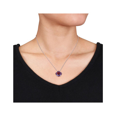 4.44 Carat (ctw) Garnet and African Amethyst Pendant Necklace  product image