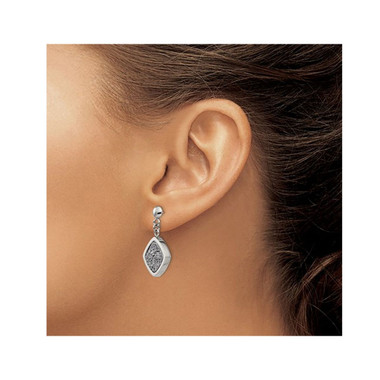 Silver Druzy Dangle Earrings in Polished Stainless Steel product image