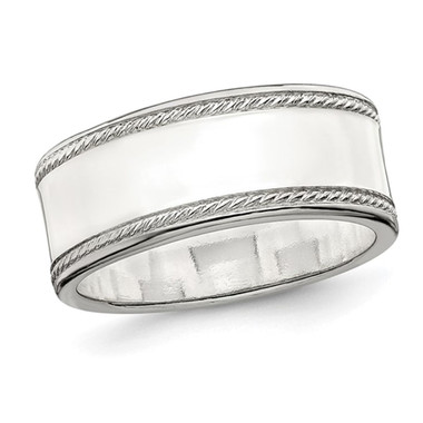 Men's Sterling Silver Edge Design Wedding Band - 8mm  product image