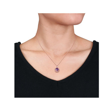 1.50 Carat (ctw) Amethyst and White Topaz Pendant Necklace product image