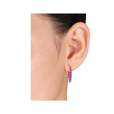 3.00 Carat (ctw) Lab-Created Ruby Hoop Earrings product image