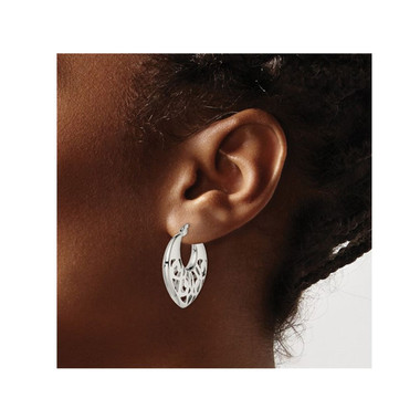 Stainless Steel Polished Fancy Cut-Out Hoop Earrings product image