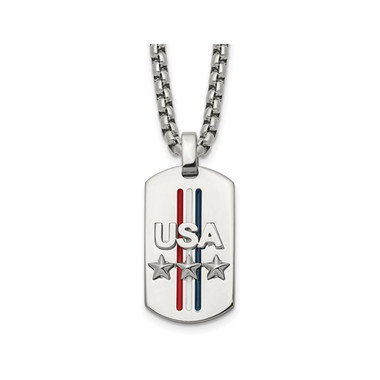 Men's Stainless Steel USA and Stars Dog Tag Necklace  product image